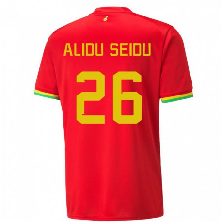Kandiny Kinder Ghanaische Alidu Seidu #26 Rot Auswärtstrikot Trikot 22-24 T-shirt