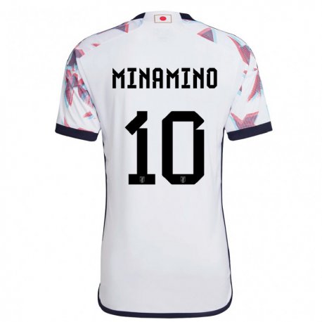 Kandiny Kinder Japanische Takumi Minamino #10 Weiß Auswärtstrikot Trikot 22-24 T-shirt