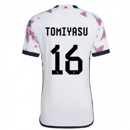 Kandiny Kinder Japanische Takehiro Tomiyasu #16 Weiß Auswärtstrikot Trikot 22-24 T-shirt