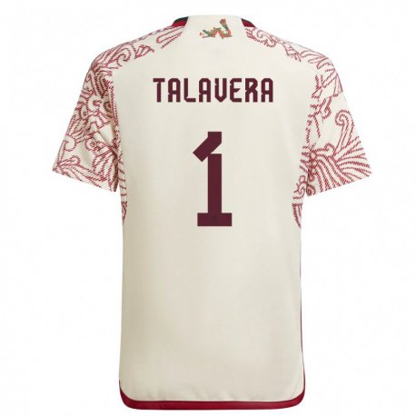 Kandiny Kinder Mexikanische Alfredo Talavera #1 Wunder Weiß Rot Auswärtstrikot Trikot 22-24 T-shirt
