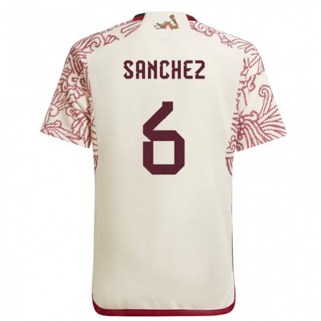 Kandiny Kinder Mexikanische Erick Sanchez #6 Wunder Weiß Rot Auswärtstrikot Trikot 22-24 T-shirt