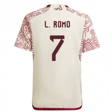 Kandiny Kinder Mexikanische Luis Romo #7 Wunder Weiß Rot Auswärtstrikot Trikot 22-24 T-shirt