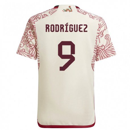 Kandiny Kinder Mexikanische Carlos Rodriguez #9 Wunder Weiß Rot Auswärtstrikot Trikot 22-24 T-shirt