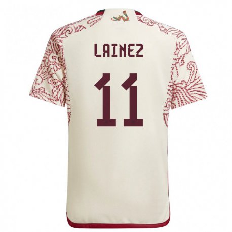 Kandiny Kinder Mexikanische Diego Lainez #11 Wunder Weiß Rot Auswärtstrikot Trikot 22-24 T-shirt