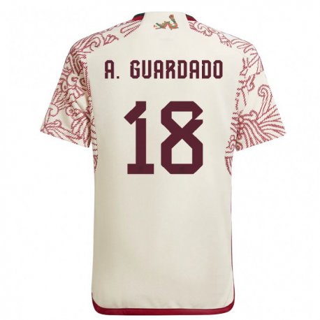 Kandiny Kinder Mexikanische Andres Guardado #18 Wunder Weiß Rot Auswärtstrikot Trikot 22-24 T-shirt