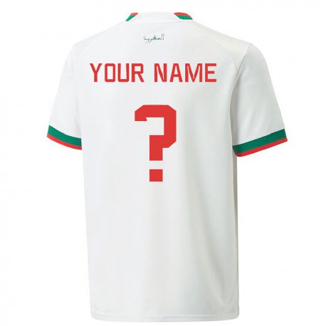 Kandiny Kinder Marokkanische Ihren Namen #0 Weiß Auswärtstrikot Trikot 22-24 T-shirt