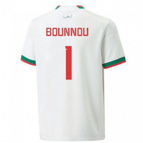 Kandiny Kinder Marokkanische Yassine Bounnou #1 Weiß Auswärtstrikot Trikot 22-24 T-shirt