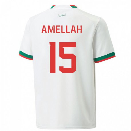 Kandiny Kinder Marokkanische Selim Amellah #15 Weiß Auswärtstrikot Trikot 22-24 T-shirt