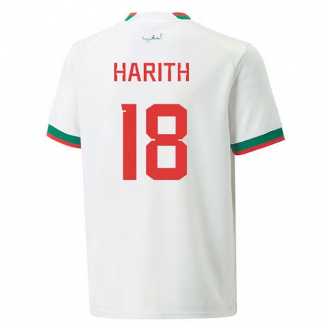 Kandiny Kinder Marokkanische Amine Harith #18 Weiß Auswärtstrikot Trikot 22-24 T-shirt