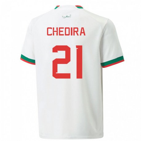 Kandiny Kinder Marokkanische Walid Chedira #21 Weiß Auswärtstrikot Trikot 22-24 T-shirt