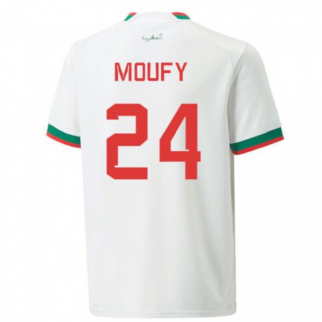 Kandiny Kinder Marokkanische Fahd Moufy #24 Weiß Auswärtstrikot Trikot 22-24 T-shirt
