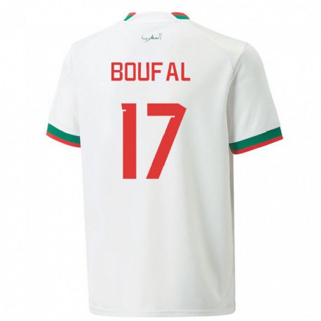 Kandiny Kinder Marokkanische Sofiane Boufal #17 Weiß Auswärtstrikot Trikot 22-24 T-shirt