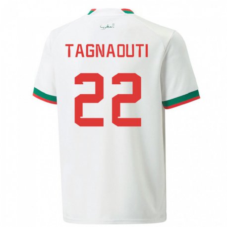 Kandiny Kinder Marokkanische Ahmed Reda Tagnaouti #22 Weiß Auswärtstrikot Trikot 22-24 T-shirt