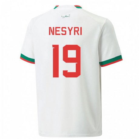 Kandiny Kinder Marokkanische Youssef En-nesyri #19 Weiß Auswärtstrikot Trikot 22-24 T-shirt