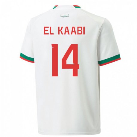 Kandiny Kinder Marokkanische Ayoub El Kaabi #14 Weiß Auswärtstrikot Trikot 22-24 T-shirt