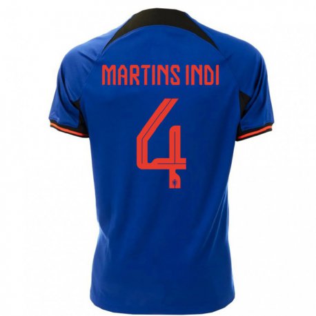 Kandiny Kinder Niederländische Bruno Martins Indi #4 Königsblau Auswärtstrikot Trikot 22-24 T-shirt