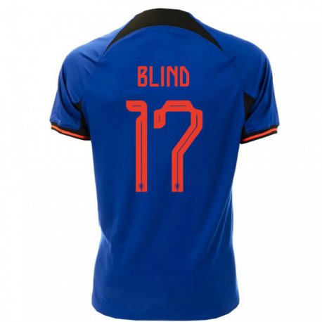 Kandiny Kinder Niederländische Daley Blind #17 Königsblau Auswärtstrikot Trikot 22-24 T-shirt