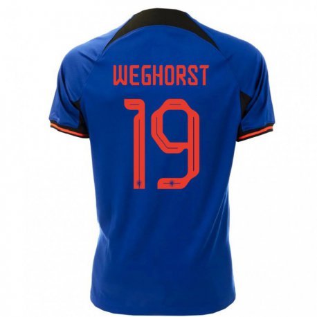 Kandiny Kinder Niederländische Wout Weghorst #19 Königsblau Auswärtstrikot Trikot 22-24 T-shirt