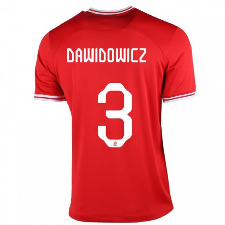 Kandiny Kinder Polnische Pawel Dawidowicz #3 Rot Auswärtstrikot Trikot 22-24 T-shirt