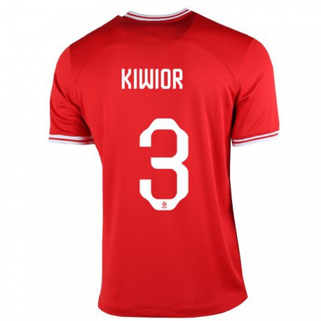 Kandiny Kinder Polnische Jakub Kiwior #3 Rot Auswärtstrikot Trikot 22-24 T-shirt