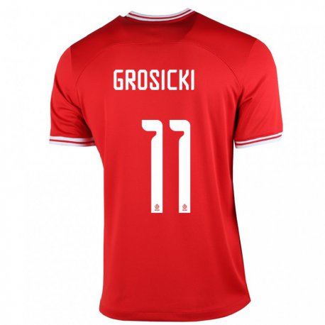 Kandiny Kinder Polnische Kamil Grosicki #11 Rot Auswärtstrikot Trikot 22-24 T-shirt