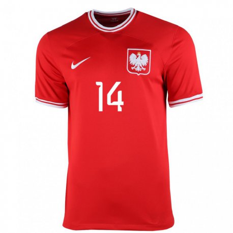 Kandiny Kinder Polnische Mateusz Klich #14 Rot Auswärtstrikot Trikot 22-24 T-shirt