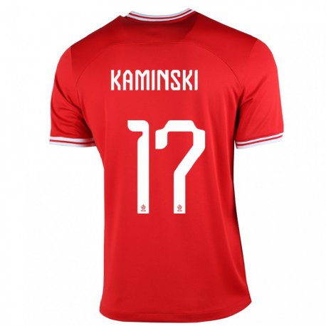 Kandiny Kinder Polnische Jakub Kaminski #17 Rot Auswärtstrikot Trikot 22-24 T-shirt