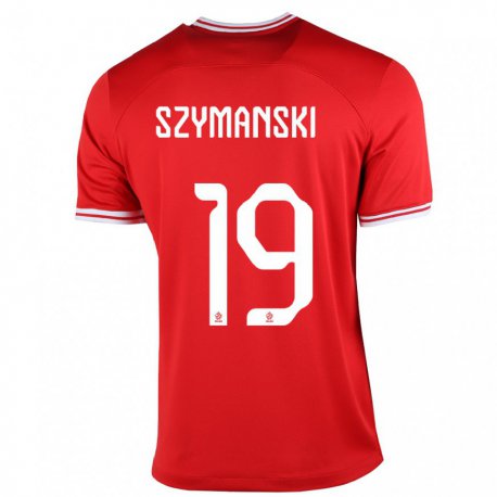 Kandiny Kinder Polnische Sebastian Szymanski #19 Rot Auswärtstrikot Trikot 22-24 T-shirt