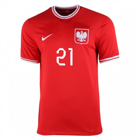Kandiny Kinder Polnische Nicola Zalewski #21 Rot Auswärtstrikot Trikot 22-24 T-shirt