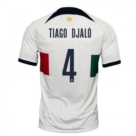 Kandiny Kinder Portugiesische Tiago Djalo #4 Weiß Auswärtstrikot Trikot 22-24 T-shirt
