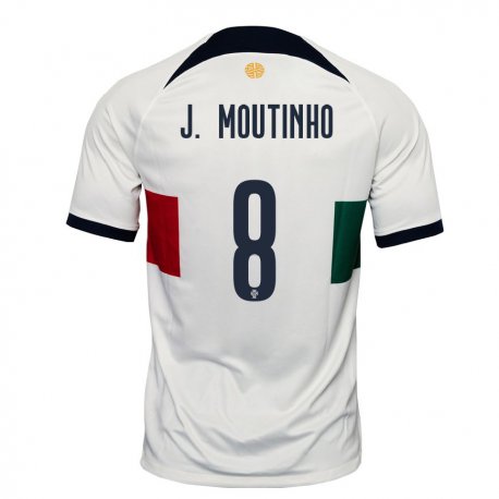 Kandiny Kinder Portugiesische Joao Moutinho #8 Weiß Auswärtstrikot Trikot 22-24 T-shirt