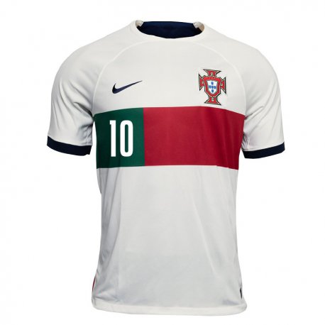 Kandiny Kinder Portugiesische Joao Mario #10 Weiß Auswärtstrikot Trikot 22-24 T-shirt