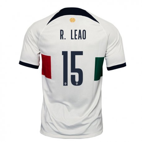 Kandiny Kinder Portugiesische Rafael Leao #15 Weiß Auswärtstrikot Trikot 22-24 T-shirt