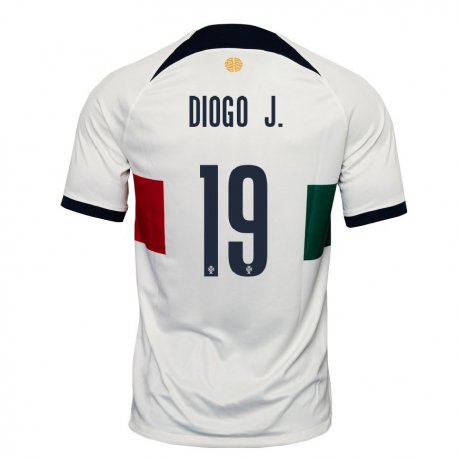 Kandiny Kinder Portugiesische Diogo Jota #19 Weiß Auswärtstrikot Trikot 22-24 T-shirt