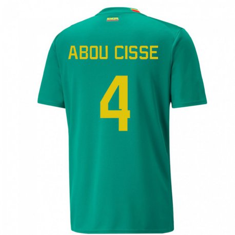 Kandiny Kinder Senegalesische Pape Abou Cisse #4 Grün Auswärtstrikot Trikot 22-24 T-shirt