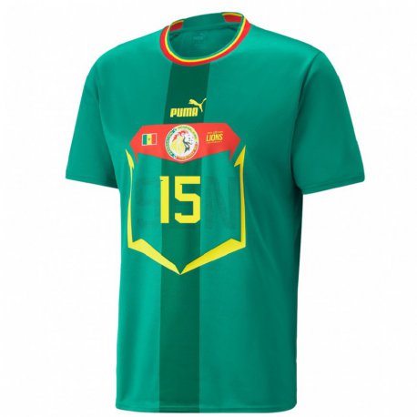 Kandiny Kinder Senegalesische Krepin Diatta #15 Grün Auswärtstrikot Trikot 22-24 T-shirt