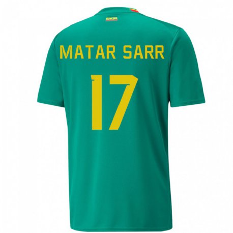 Kandiny Kinder Senegalesische Pape Matar Sarr #17 Grün Auswärtstrikot Trikot 22-24 T-shirt