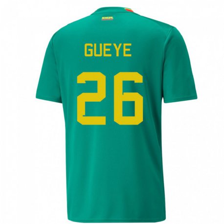 Kandiny Kinder Senegalesische Pape Gueye #26 Grün Auswärtstrikot Trikot 22-24 T-shirt