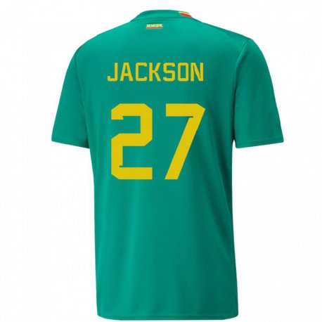 Kandiny Kinder Senegalesische Nicolas Jackson #27 Grün Auswärtstrikot Trikot 22-24 T-shirt