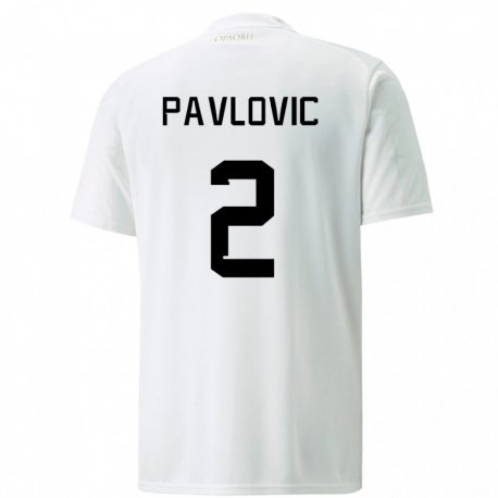 Kandiny Kinder Serbische Strahinja Pavlovic #2 Weiß Auswärtstrikot Trikot 22-24 T-shirt