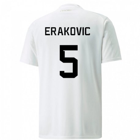 Kandiny Kinder Serbische Strahinja Erakovic #5 Weiß Auswärtstrikot Trikot 22-24 T-shirt