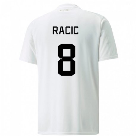 Kandiny Kinder Serbische Uros Racic #8 Weiß Auswärtstrikot Trikot 22-24 T-shirt