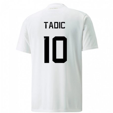Kandiny Kinder Serbische Dusan Tadic #10 Weiß Auswärtstrikot Trikot 22-24 T-shirt