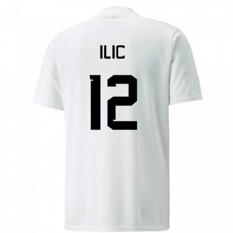 Kandiny Kinder Serbische Marko Ilic #12 Weiß Auswärtstrikot Trikot 22-24 T-shirt