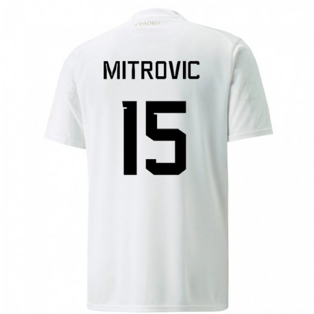 Kandiny Kinder Serbische Stefan Mitrovic #15 Weiß Auswärtstrikot Trikot 22-24 T-shirt