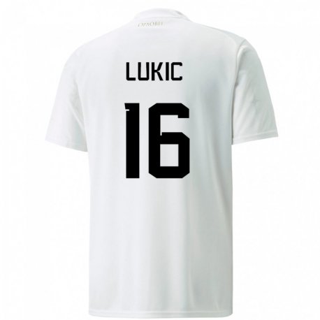Kandiny Kinder Serbische Sasa Lukic #16 Weiß Auswärtstrikot Trikot 22-24 T-shirt