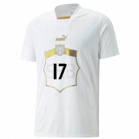 Kandiny Kinder Serbische Filip Kostic #17 Weiß Auswärtstrikot Trikot 22-24 T-shirt