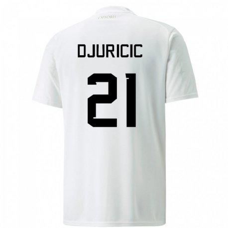 Kandiny Kinder Serbische Filip Djuricic #21 Weiß Auswärtstrikot Trikot 22-24 T-shirt