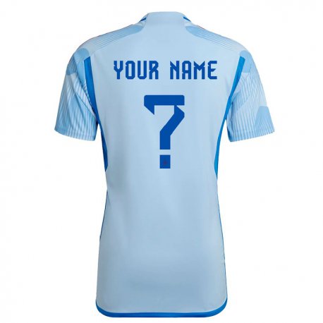 Kandiny Kinder Spanische Ihren Namen #0 Himmelblau Auswärtstrikot Trikot 22-24 T-shirt