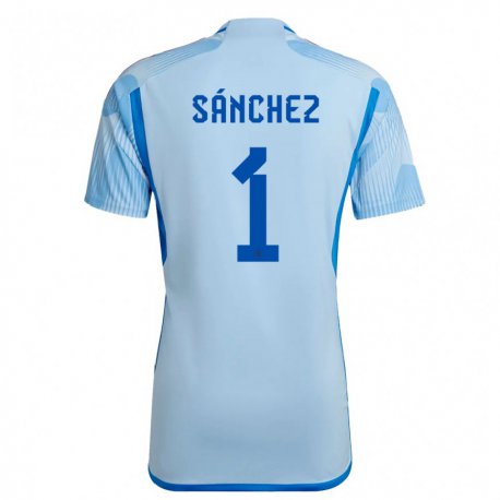 Kandiny Kinder Spanische Robert Sanchez #1 Himmelblau Auswärtstrikot Trikot 22-24 T-shirt